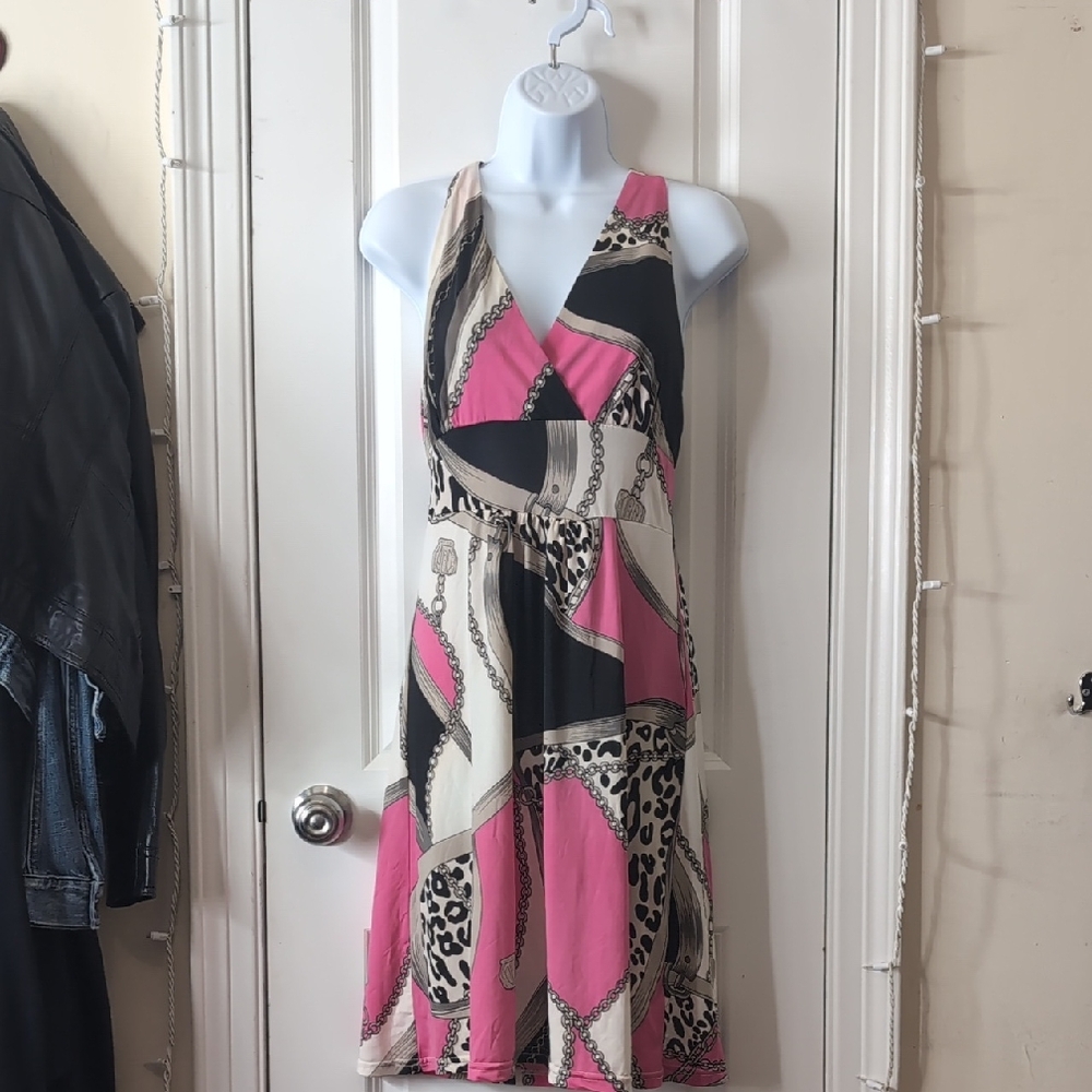 Chic Asymmetrical Dress in Pink and Black